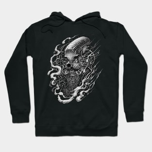 cyberpunk dark skull smoking Hoodie